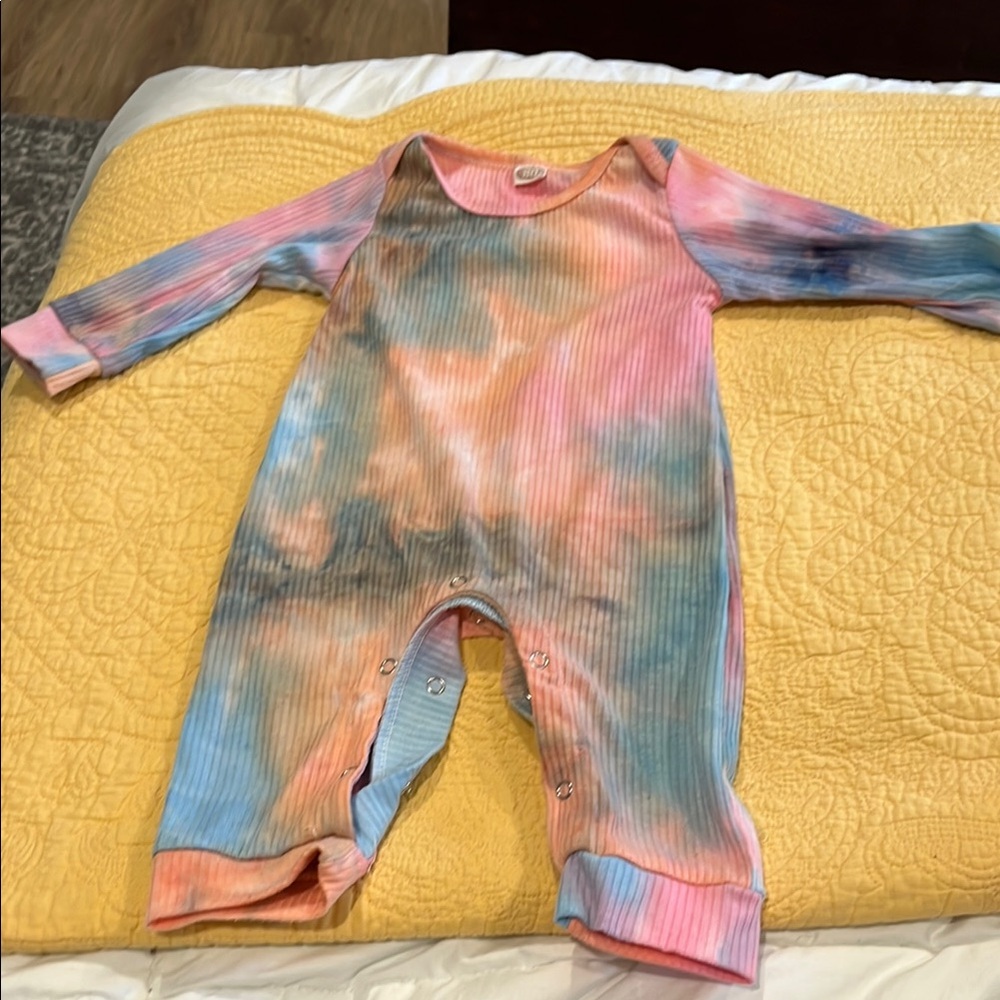Pink and Blue Tie-Dye Footies One Piece